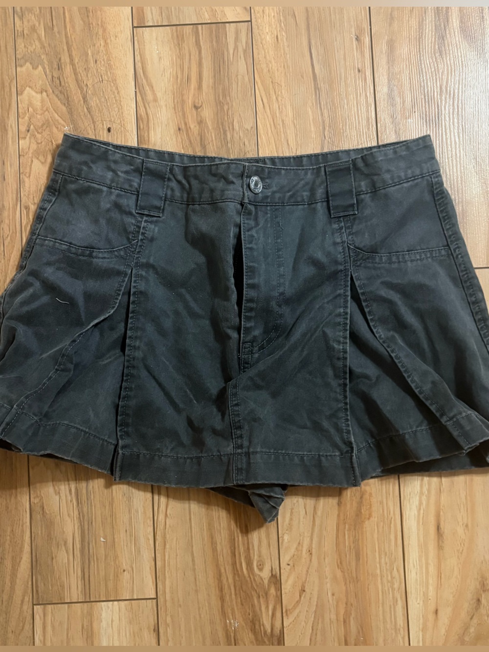 Zara Jean Skort Skirt Shorts Pleated Dark Green Gray Women’s Size 6 Medium